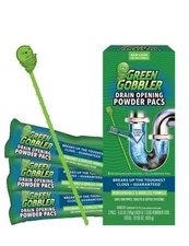 Green Gobbler Drain and Toilet Clog Opening Packs 3 Count + 1 Clog Remover Stick