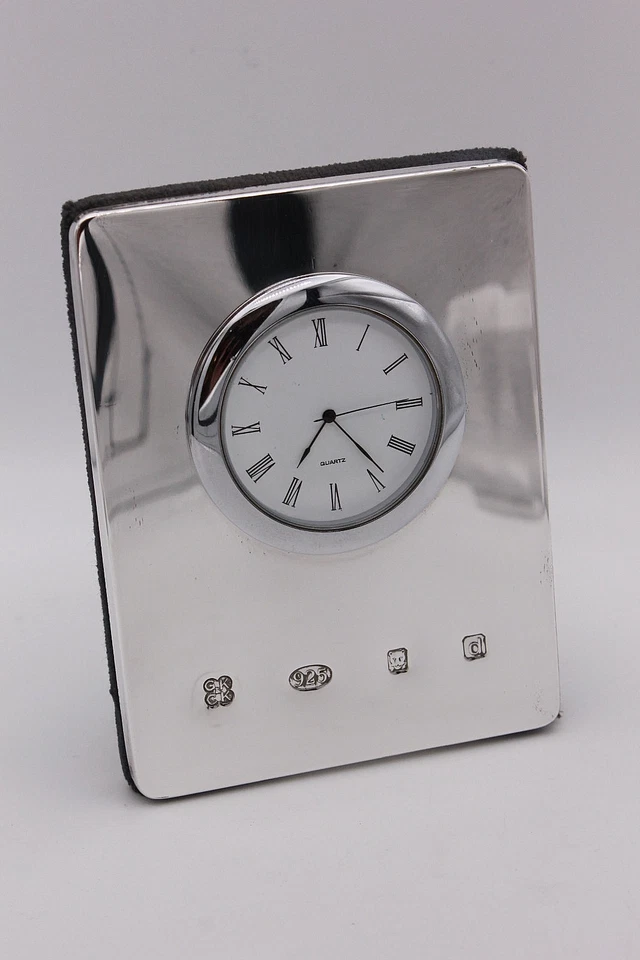 Sterling Silver Mantel Clock London 2003 by Kitney & Co. working - Image 2 of 4