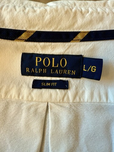 Polo Ralph Lauren Knit Oxford Hemd Slim Fit langarm Baumwolle Weiß Gr. L
