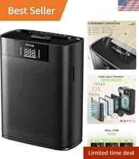 Smart Air Purifier with PM2.5 Monitor & Sleep Mode for Allergy Relief - Black