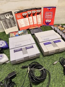 Read- Super Nintendo SNES HDMI Tested - Lot Of 2 consoles + 7 Games + Game Genie