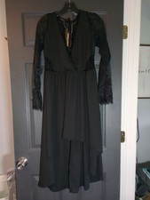 Dark Academia Black Lace Maxi Dress Salem Witchy Vampirecore Grunge Aesthetic L