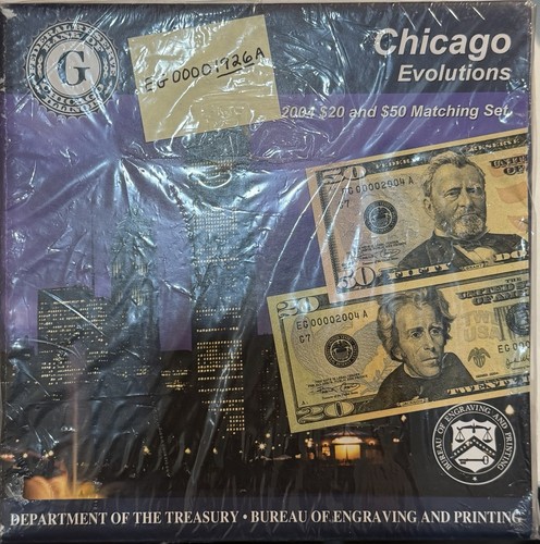 [LOW #1926] FRN $20 $50 2004 EVOLUTION SET CHICAGO EG FANCY YEAR S/N NO. - Picture 1 of 2