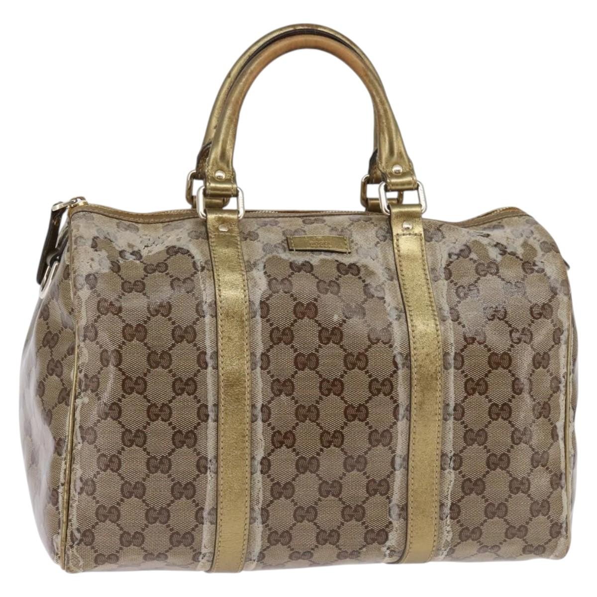 GUCCI GG Crystal Boston Bag Coated Canvas Beige Gold 193603 Auth