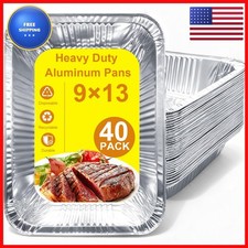 Whaleme 40 Pack Aluminum Foil Pans 9x13 Half Size Deep Disposable Steam Table