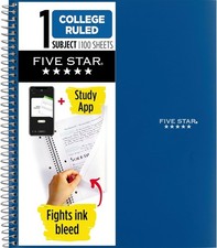 Durable Spiral Notebook and Study App - 1 Subject, 100 College Ruled Sheets, ...