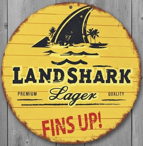 Landshark Lager Beer 8" Diameter Vintage Novelty Metal Sign Made in USA New!