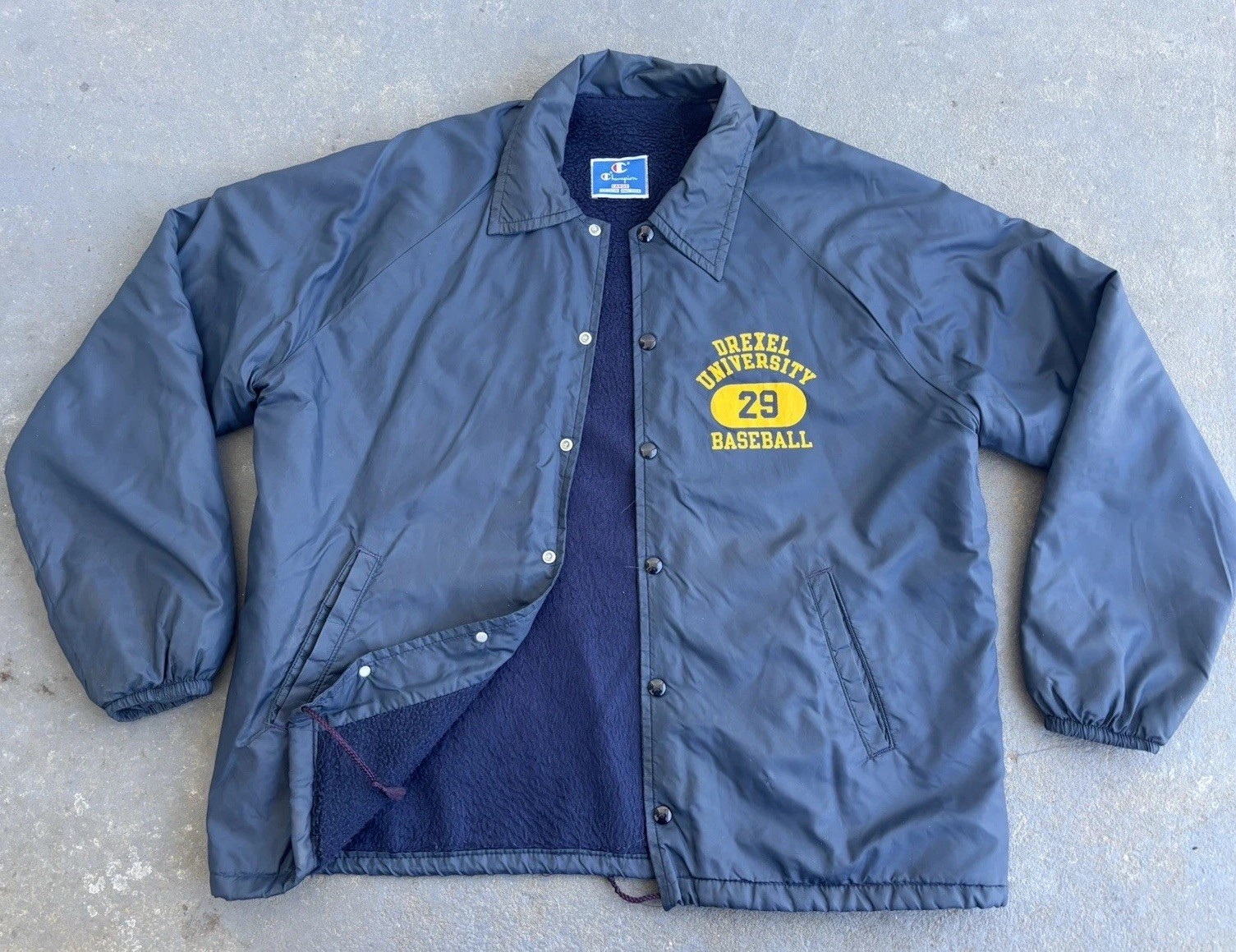 VTG 80s Champion Sherpa Lined Coaches Jacket.drexel Baseball.LG
