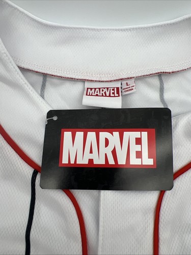 MARVEL “THE AMAZING SPIDER-MAN” BASEBALL JERSEY MEN’S L large BUTTON-FRONT NWT - Picture 8 of 17