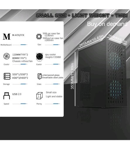 Obudowa Matx, obudowa Itx, obudowa Micro ATX PC o wysokim przepływie powietrza, obsługa MATX, Mini-Itx, Micro - Zdjęcie 2 z 9