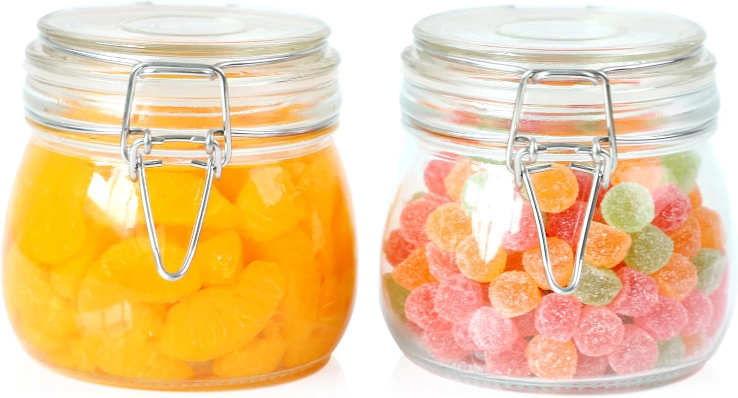 Glass Jar with Airtight Lid 16 Oz (Set of 2) Wide Mouth Airtight Food Storage Co