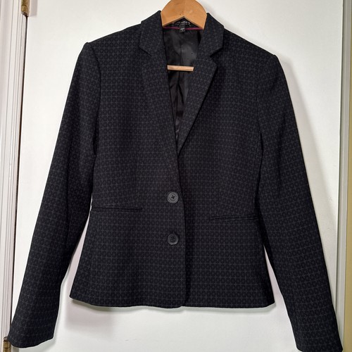 Express Blazer Jacke Damen Gr. 4 grau schwarz Karriere Arbeit Büro cropped tailliert