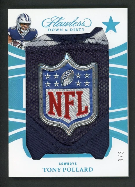 2025 Panini Flawless Tony Pollard Down and Dirty Patch NFL Shield #/3 Cowboys