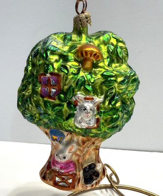 Vtg Christopher Radko Happy Hideaway Bunny Tree Ornament Glass Easter Christmas