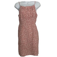 Floral Mini Cami Dress Spaghetti Strap Rose Pink Med Babydoll Boho Beach