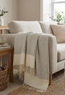 Couverture en laine mérinos couverture en laine mérinos-cachemire mixte 140 x 200 cm beige/gris-blanc (M)