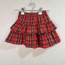 J. Crew Crewcuts Skirt Girls S 6-7 Tartain Plaid Ruffle Red Holiday Christmas