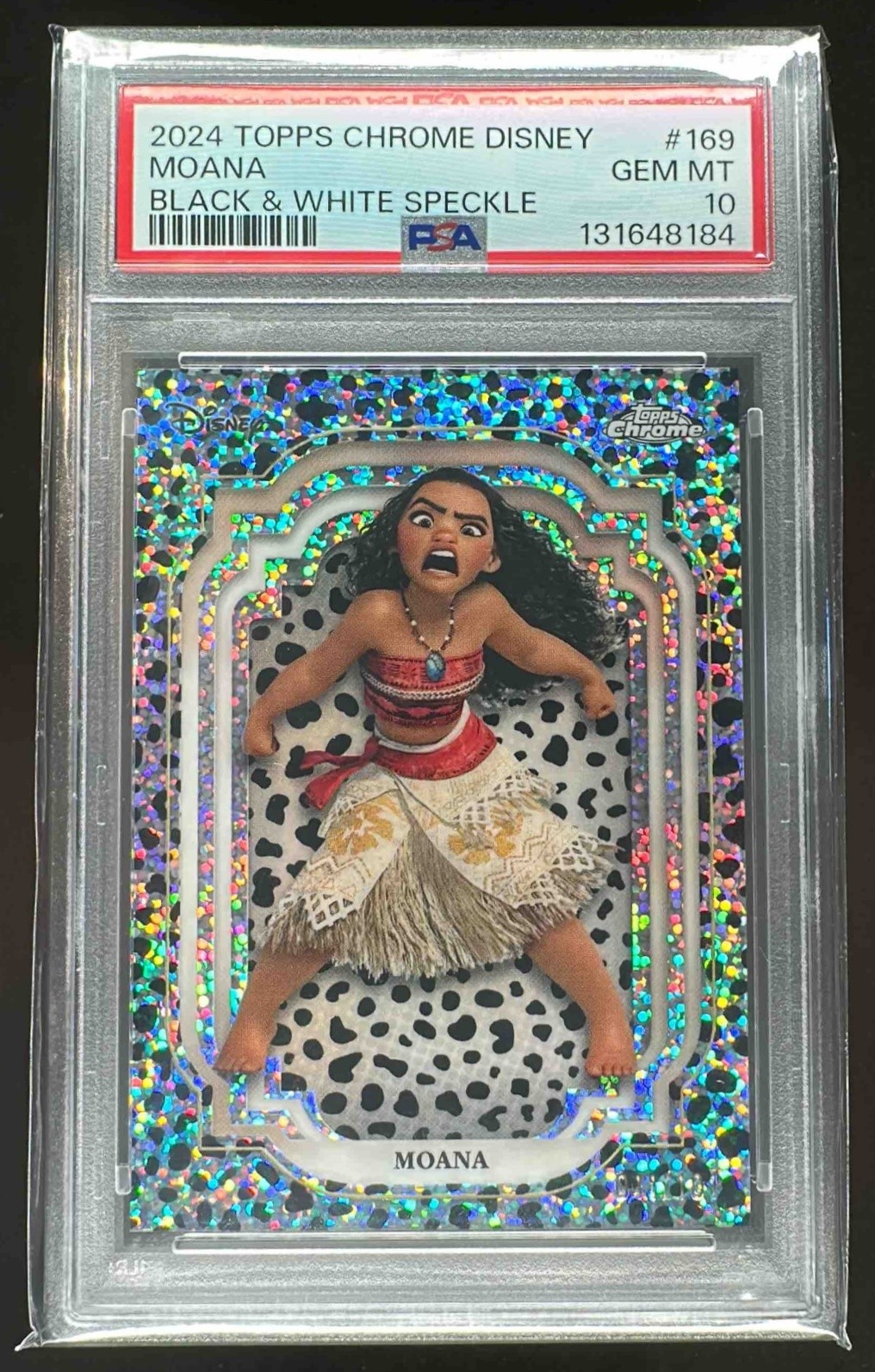 2024 Topps Chrome Disney Moana Black and White Speckle /101 #169 PSA 10