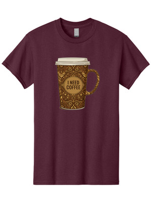 I-Need-Coffee-14 Mens Graphic Tee, 100% Cotton, Casual Summer Wear