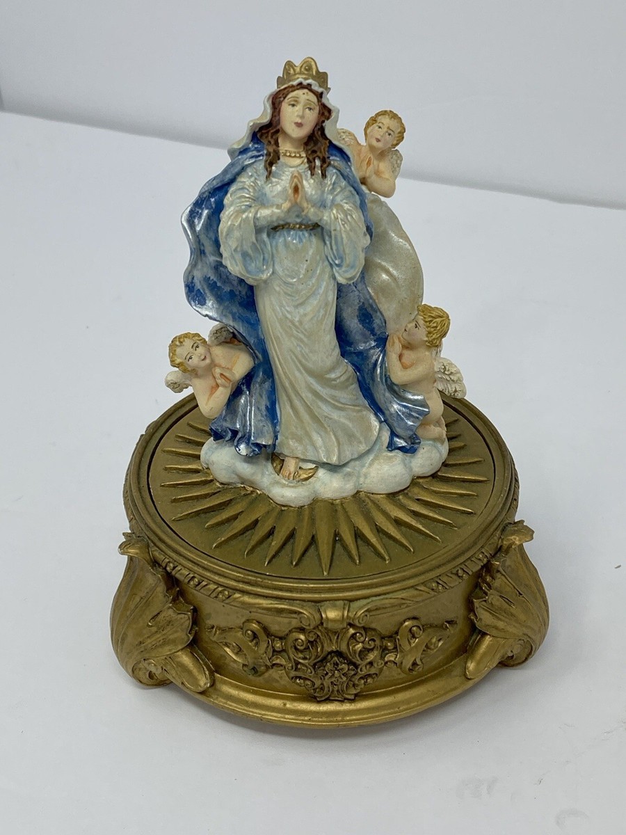 Franklin Mint Our Lady of the Rosary Trinket Box Hand Painted