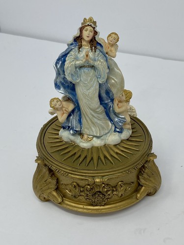 Franklin Mint Our Lady of the Rosary Trinket Box Hand Painted Limited Edition