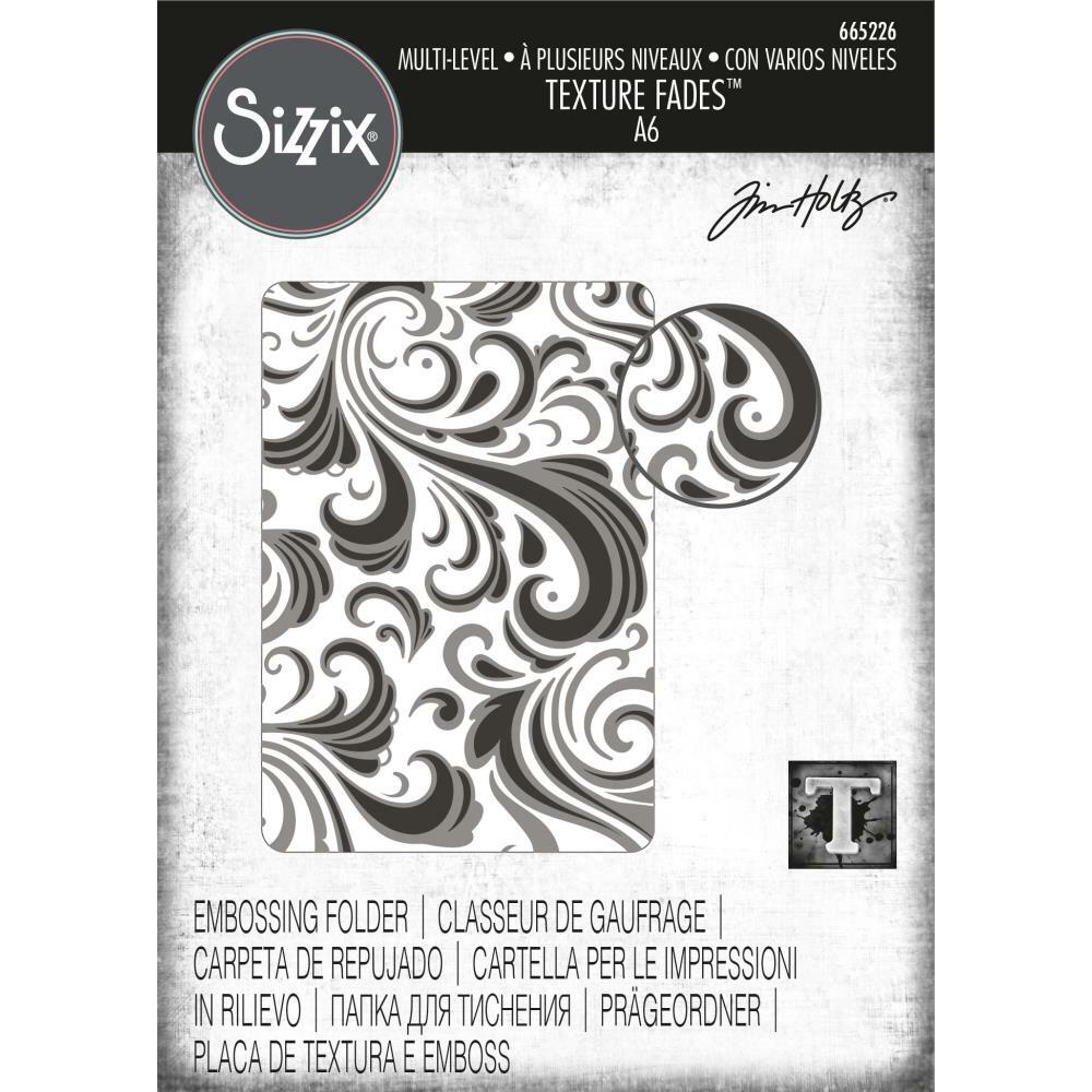 Tim Holtz Sizzix "SWIRLS" Texture Fades 3D Multi-Level Embossing Folder- A6 2021