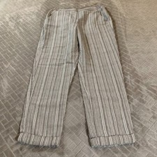 Sienna Sky Pants Womens Small Baggy Straight Leg Crop Striped High Rise Pull On