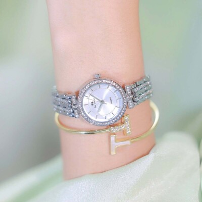 Luxury Minimalist Women Watch Round Face Silver Tone Women's Quartz Wrist Watch