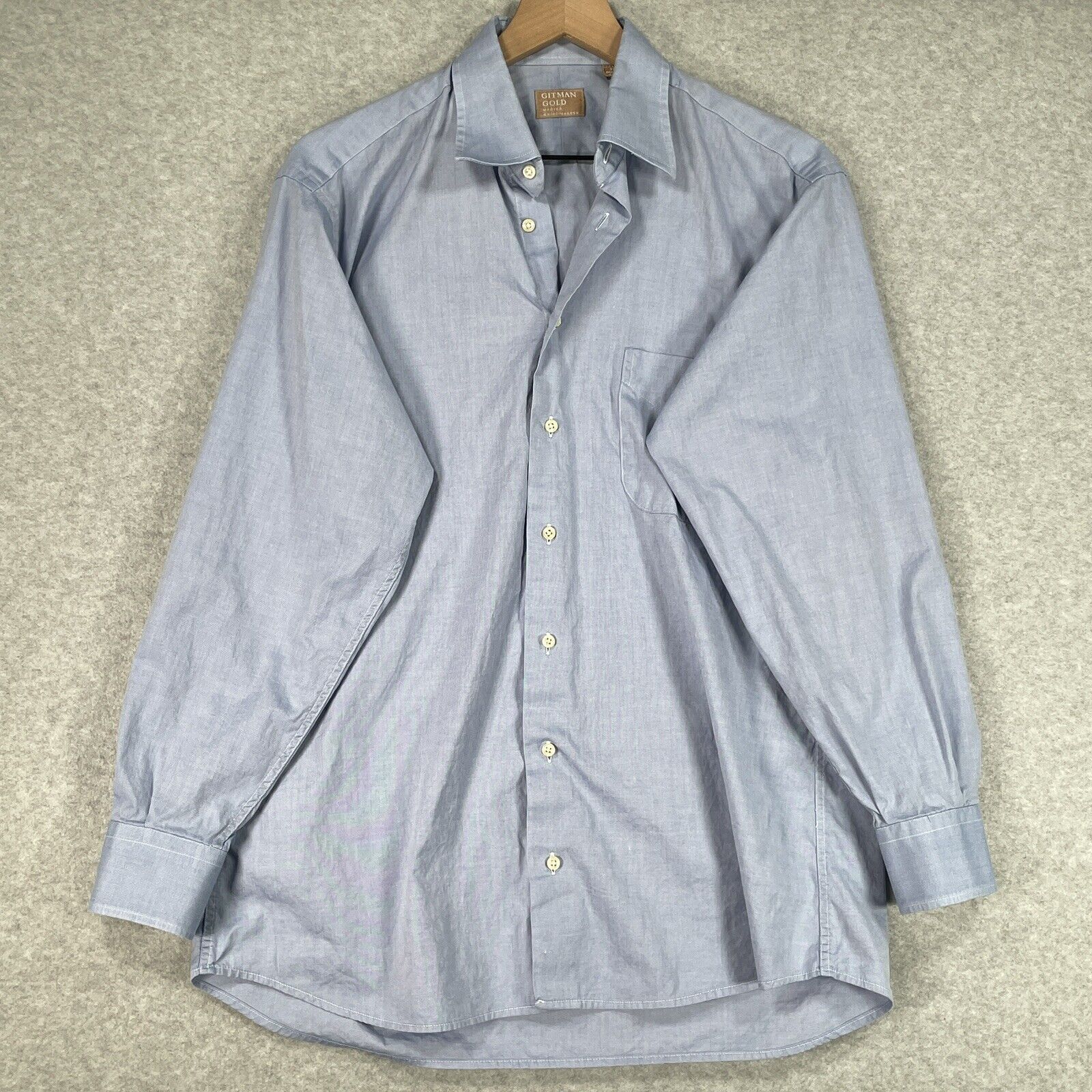 Vintage Gitman Bros Gold Shirt Mens 15.5-33 Blue … - image 1