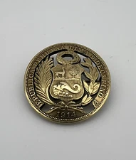 Pierced Peruvian 1915 Coin Pin