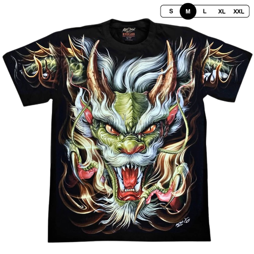 T-Shirt Japanese Dragon Mens Glow Dark Black Shirt Tattoo Graphic Party New Year - Picture 8 of 10