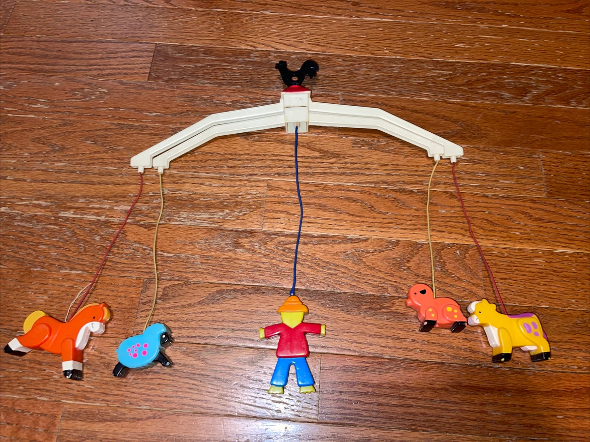 Vintage Fisher Price Working Crib Mobile Farm Animals