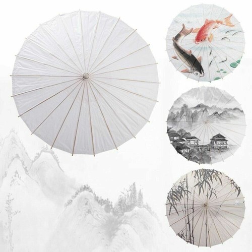 20/30/40/60cm Vintage White Paper Umbrella Parasol Wedding Bridal Party Decor - Picture 7 of 24