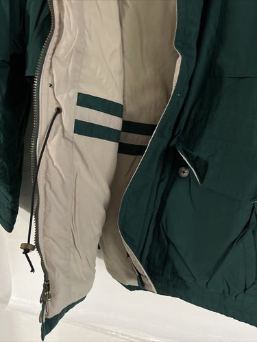 L.L.Bean Hombres Grande Chaqueta con Capucha Verde Oscuro y Gris Color Pit 27” Cuello Dobladillo33 - Imagen 5 de 14