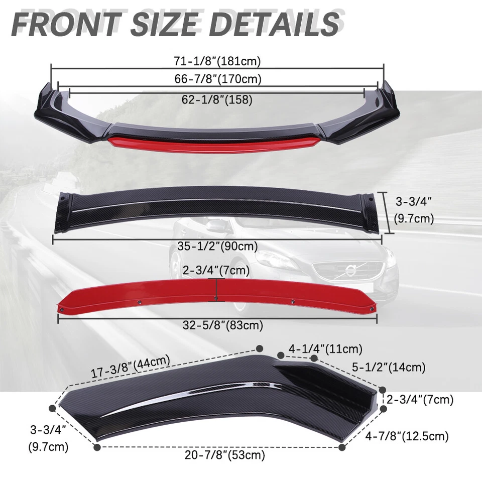 Front Bumper Lip Splitter Spoiler/ Body Kit Carbon Fiber Rods For Nissan Maxima Foto 2 de 4