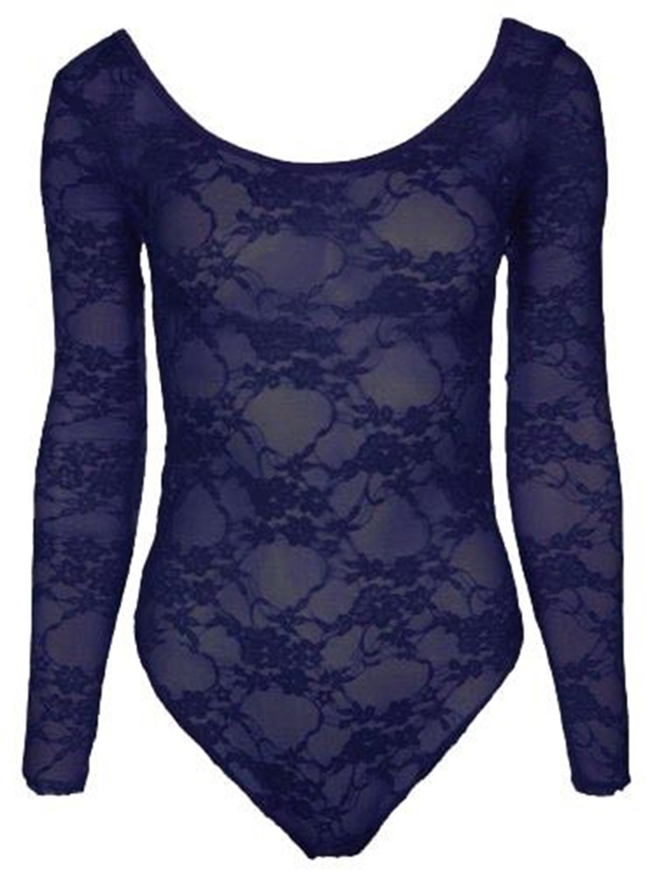 Womens Long Sleeve Lace Floral Bodysuit Stretch Ladies Leotard Body Top |  eBay