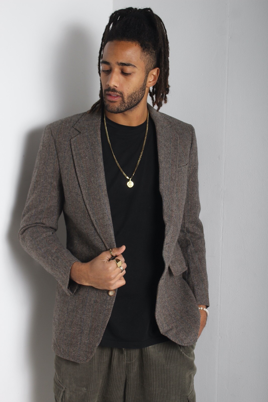 Giacca blazer tuta tweed fila Adams vintage marrone taglia 40 (21F)