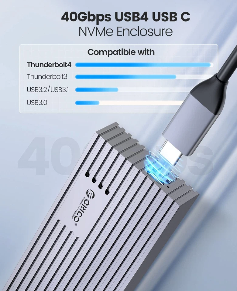 Orico M.2 NVMe SSD Drive Enclosure 40Gbps USB4 Case Type C USB 3.2 Thunderbolt 3 - Image 4 of 4