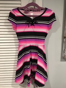 pink and purple striped dress