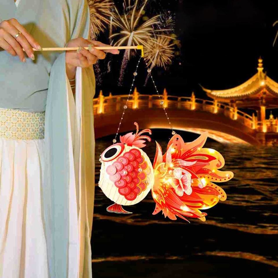 Parentchild Lantern Project Midautumn Lantern Fish Lantern with Led