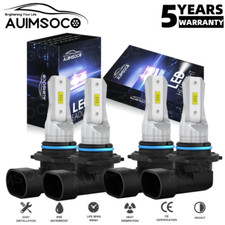 9005 9006 LED Headlights Kit Combo Bulbs 6500K High Low Beam Super White Bright
