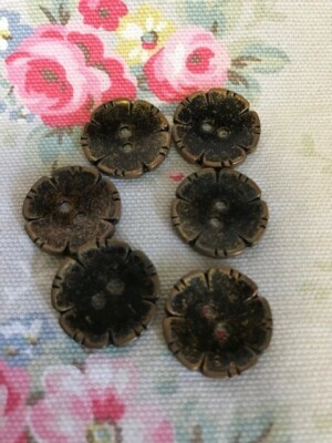 6 Knöpfe Gold Blume Vintage 
