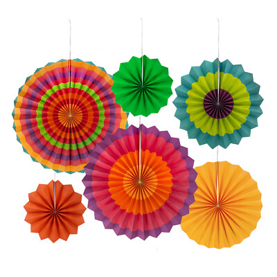 Papier Fächer 6 Stk Deko Rosetten Sommer Garten Party Feier Hochzeit Geburtstag