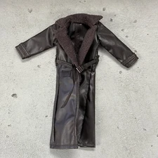 PB-LTC-WTC: 1/12 scale Dark Brown Faux Leather Trench Coat for 6" Action Figures