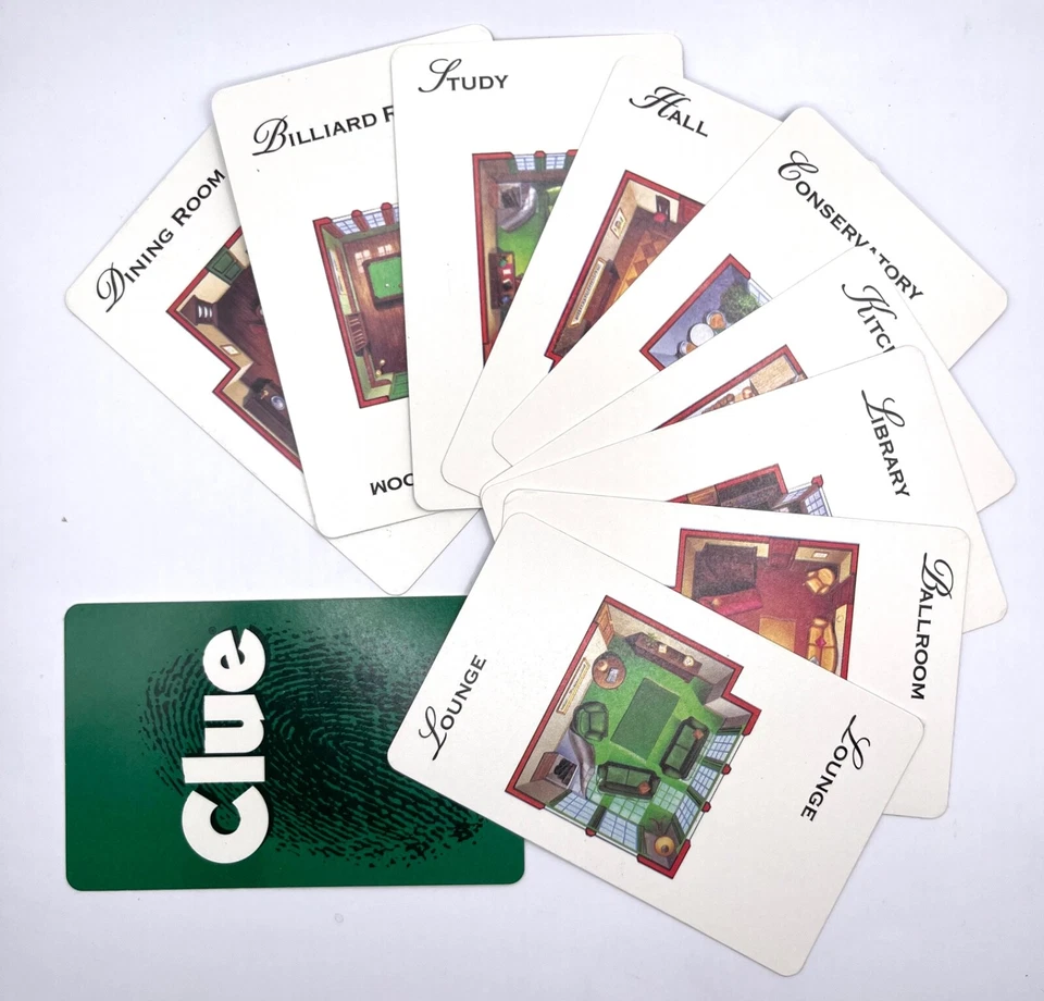 CLUE Cards Complete Set of 9 Rooms - 1996 Game Replacement Pieces Parts  - Image 4 of 4