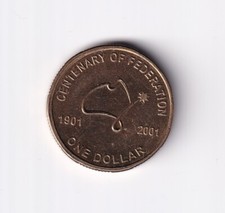 AUSTRALIAN: 2001 $1 FEDERATION UNC COIN #PL475