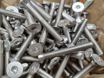 100-QTY, M8-1.25 x 60MM Flat Head Socket Cap Screws Din 7991 Stainless A304