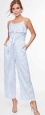 Blue White Strip Print Sleeveless Jumpsuit