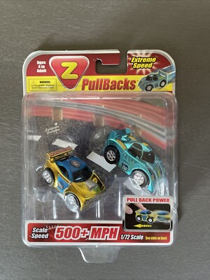 Z Pullbacks Extreme Speed Toy Car & Truck 1/72 Scale, Blue/Gold - New