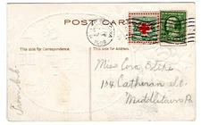 Harrisburg PA 1909 Christmas Postcard w/ Christmas Seal Tied